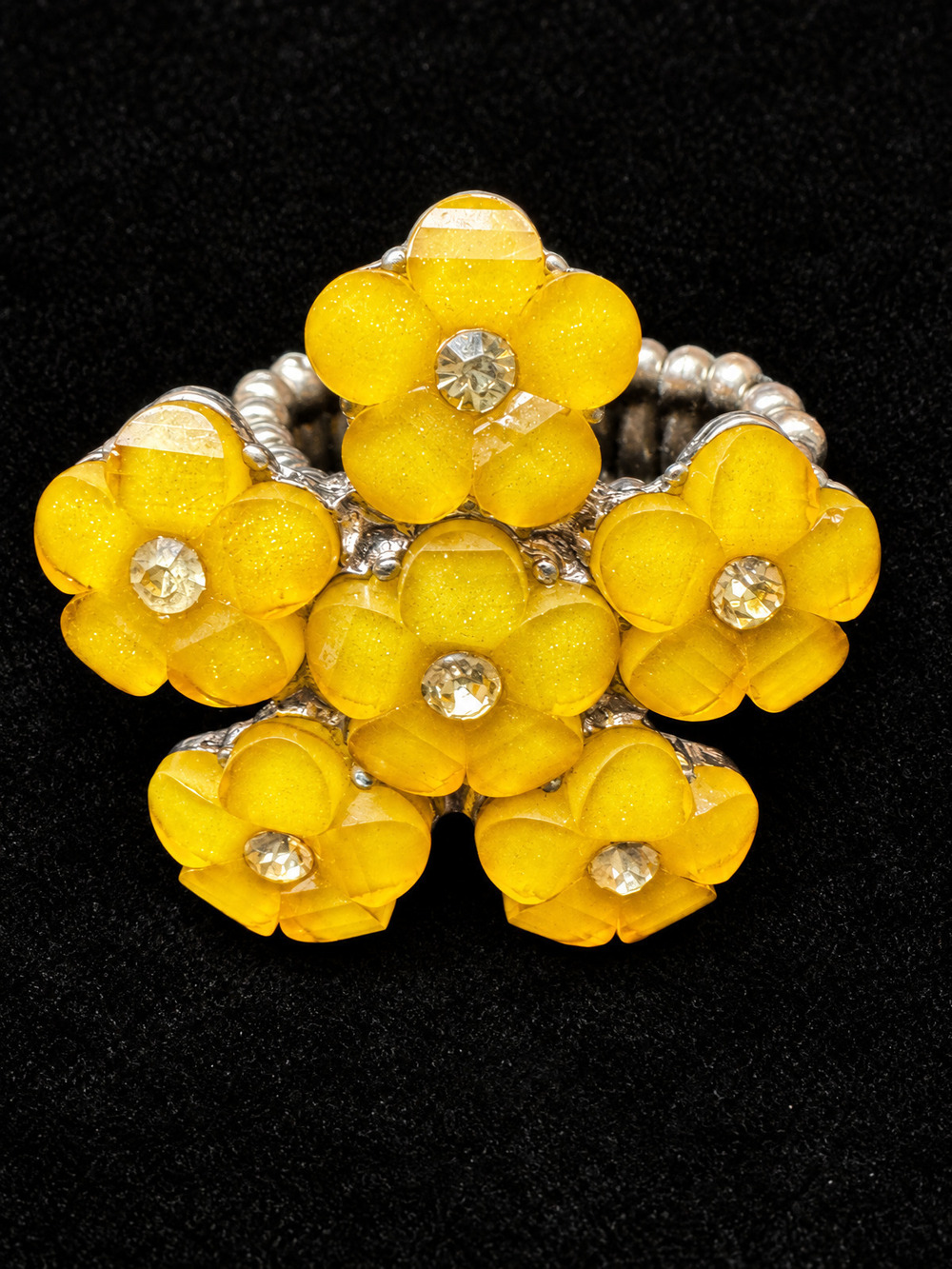 ⚜️ Flower Cluster Ring | Yellow Resin Daisy Stretch | Fits Most 💗